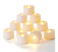 Homemory 24 Pack LED Timer Tealights Flameless Flickering Tea Lights Candles with Timer, Warm White Light for Table Centerpiece, Halloween, Christmas, Warm White