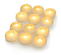 Homemory 3 Inch Flameless Floating Candles, White Real Wax, 100+ Hour, Battery Flickering Waterproof Tealights-Wedding Centerpiece, Engagement, Dinner Parties, Beach Parties, Home Decor, Set of 12