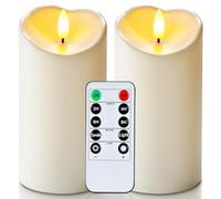 Homemory 3" x 6" Outdoor Waterproof Flameless Candles, LED Candles, Battery Operated Candles with Remote and Timers, Electric Fake Pillar Candles for Home Decor, Ivory White, Set of 2