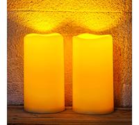 Homemory 4"x 8" Large Solar Candles Outdoor Waterproof, Rechargeable Solar Powered Flameless Candle Lights for Outside Lanterns, Fake Pillar Candles, Garden Electric LED Candle Set of 2