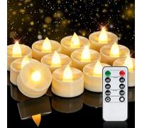 Homemory 400+ Hour 2/4/6/8 Timer 10 KIeys Remote Control Battery Operated LED Tea Lights Flameless Votive Candles, Flicker Bright for Home Decor