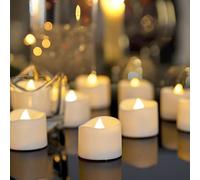 Homemory 48 Pack Battery Power Tea Light, LED Flameless Candles, Realist Flickering Bright, Last 200+ Hours, Romantic Atmosphere, Mother's Day, Christmas, Halloween