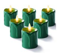 Homemory 6 Pack 2" x 2" Timer Flickering Flameless Votive Candles-Green
