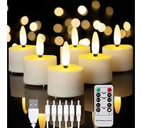 Homemory 6-Pack Rechargeable Candles Tea Lights with Remote Timer, LED Tea Lights Battery Operated, Rechargeable Flameless Candles for Home Decor Seasonal Decor, Dia 3.5cm X H 5.8cm