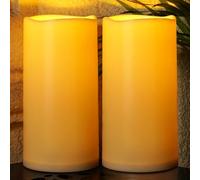 Homemory 6" x 12" Extra Large Outdoor Waterproof Candle with Auto 6H Timer | LED Flickering Pillar Candle Battery Operated for Lanterns, Ivory Plastic Made, No Remote, Long Last for Half A Year, 2 Pack