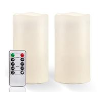 Homemory 6" x 4" Waterproof Outdoor Flameless Candles - Battery Operated Flickering LED Pillar Candles for Indoor Outdoor Lanterns, Long Lasting, Large, Set of 2