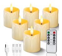 Homemory 6Pack Rechargeable Flickering LED Votive Candles - Ivory (6pack)