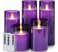 Homemory Flameless Candles Set of 5, Purple