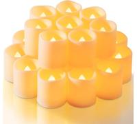 Homemory Flickering Flameless Votive Candles, 12PCS Battery Operated LED Tealight Candles, Realistic Electric Fake Candle for Wedding, Table, Outdoor (Battery Included)