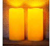 Homemory Large Solar Candles Outdoor Waterproof, 4"x10", Dusk to Dawn, Solar Powered Flameless Candles for Outdoor, Lanterns, Set of 2