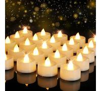 Homemory Led Battery Operated Tea Lights, Bright Flickering, 200+ tealights Electric Fake Flameless Candles, for Christmas Halloween Festivals Home Decoration, 50-Pack