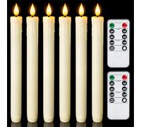 Homemory LED Flameless Taper Candles with Timer, 24.5CM Ivory Flameless Candlesticks, Dripless Real Wax Battery Operated Window Candles with 3D Flickering Flame for Fireplace Christmas Halloween