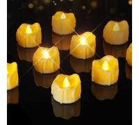 Homemory Pack of 12 LED Tea Lights with Timer, Battery Flameless Candles, Electric Votive Candles, Long Duration 200+ Hours for Christmas, Table Decoration