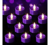 Homemory Purple Colour Battery Tea Lights, Last 200Hours, Flameless Flicker | Electric Fake Candle for Halloween, Gothic Theme Party, Wedding, Table, Birthday Gift, Long Last 200+ Hours 24 Pack