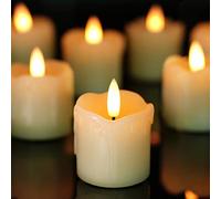 Homemory Real Wax Battery Operated Tea Light Candles with Timer, 5X5CM,300+Hour Realistic Black Wick Battery Operated Candles, Set of 6 for Wedding, Party and Holiday Decoration (Battery Included)