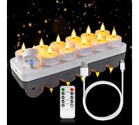 Homemory Rechargeable Tea Lights Flameless Candles with Remote Timer, Battery Operated LED Tealight Candles, USB Candles for Wedding Table Centerpiece Reception Banquet Christmas Halloween, 12-Pack