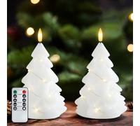 Homemory Remote Flameless Battery Candle, 2/4/6/8H Timer, White Flicker Christmas Tree String Led Candle, Real Wax Electric Candles, for Xmas Eve Gift New Year Celebration Holiday Decor, 2pack