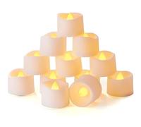Homemory Set of 12 Bright Warm Yellow Timer Tea Lights, Battery Operated LED Tea Lights with Timer and Flickering Flame, Dia 3.5CM x H 3.1CM