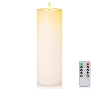 Homemory Single 4" x 13" Large Flameless Candle Outdoor Waterproof with Remote Control Timer, One Fake Electric Pillar Candle, Battery Powered LED Flameless Candle Flickering Long Lasting, White