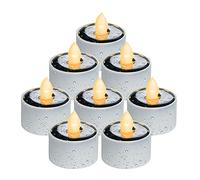 Homemory Solar Tea Lights Outdoor Waterproof, Dusk to Dawn Outdoor Lighting, Reusable LED Tea Light Candles for Lantern Garden Camping and Home Decor, Pack of 8, Warm White