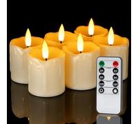 Homemory Timer Remote Control Flameless Votive Tea Lights Candles, Realistic Battery Operated Candles, 6Pack for Wedding Home Party Halloween Decorations