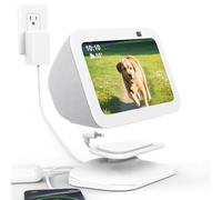 HomeMount Adjustable Charging Station for Echo Show 5 (3rd) with USB-C and USB Charging Port, Tilt Charging Stand with Strong Magnetic (for Phones & Echo Show 5 3rd - White)