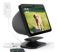 HomeMount Adjustable Charging Station for Echo Show 8 (3rd) with USB-C and USB Charging Port, Tilt Charging Stand with Strong Magnetic for Charge Your Cellphones and Earbuds or Smart Watchs (Black)