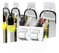 HomeMount Outdoor String Light Hooks - 24Pcs Large Nano Adhesive Wall Hooks for Hanging Lights, Ideal for Patio, Fence, House, Christmas, Halloween Decorations (2.15 x 2.15 inch Adhesive Area) (24)