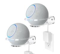 HomeMount Wall Mount Holder for Dot 4th/5th Gen, Dot Max & HomePod Mini, Transparent Acrylic Speaker Bracket with Protective Guard, Saves Desk Space & Keeps Your Room Neat (Dot Max-2 pack)