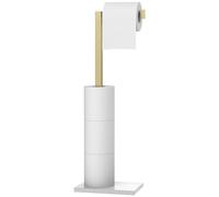 HOMEMYSTIQUE Toilet Paper Holder Stand Brushed Gold SUS 304 Stainless Steel Rustproof Free Standing 22" Rotating Bathroom Tissue Roll Holder for 4 Rolls with Marble Base