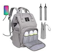 Homened Baby Diaper Bag Backpack, Multi-Function Waterproof Maternity Nappy Bags with USB Port for Mom & Dad, Large Capacity (Grey)