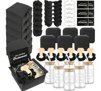 HOMENERGY Bridesmaid Proposal Gifts Set 6 - Will You Be My Bridesmaid Kit with Elegant Box Jewelry Box Glass Cup Invited Cards Knotted Bracelets Sunglasses Scrunchies Raffia Grass, Set-6, Glass Silk