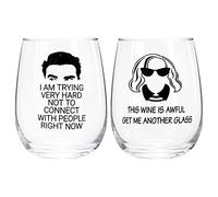Homento Stemless Wine Glasses Set of 2,Funny Wine Glass for Women with Sayings,I am Trying Very Hard Not to Connect with People Right Now,Housewarming gifts for New Home,Unique Gifts for Women,15 oz