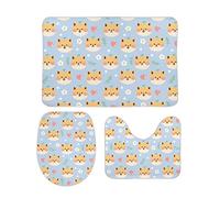 Homeoanimal Animal Kawaii Shiba Inu Bath Mat Set, Bathroom Rugs Sets 3 Pieces, Toilet Mats, Soft Comfortable, Non-Slip, Easier to Dry for Floor Mats 40 x 60 cm