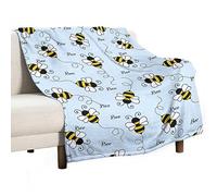 Homeoanimal Bee Print Throw Blanket 80 x 100 cm, Lightweight Flannel Blanket, Cozy Microfiber Blankets for Couch Sofa Bedroom Decorative