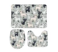 Homeoanimal Black Cat Bath Mat Set, Bathroom Rugs Sets 3 Pieces, Toilet Mats, Soft Comfortable, Non-Slip, Easier to Dry for Floor Mats 40 x 60 cm