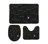 Homeoanimal Black Cats Bath Mat Set, Bathroom Rugs Sets 3 Pieces, Toilet Mats, Soft Comfortable, Non-Slip, Easier to Dry for Floor Mats 40 x 60 cm