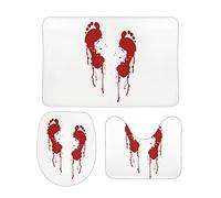 Homeoanimal Bloody Halloween Feet Bath Mat Set, Bathroom Rugs Sets 3 Pieces, Toilet Mats, Soft Comfortable, Non-Slip, Easier to Dry for Floor Mats 40 x 60 cm