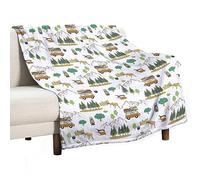 Homeoanimal Camping Caravan Tourist Print Throw Blanket 130 x 150 cm, Lightweight Flannel Blanket, Cozy Microfiber Blankets for Couch Sofa Bedroom Decorative