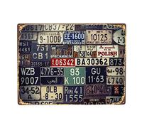 Homeoanimal Car Plate Numbers Tin Sign Vintage Plaque Metal Poster Wall Decor for Home Kitchen Garage Bar Pub Art Decor Wall Poster Gift 8X12 Inches