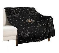Homeoanimal Cat Stars Sun Moon Magic Boho Print Throw Blanket 130 x 150 cm, Lightweight Flannel Blanket, Cozy Microfiber Blankets for Couch Sofa Bedroom Decorative