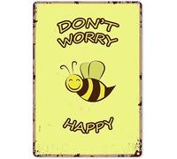 Homeoanimal Creative Tin Sign Don't Worry Be Happy Vintage Wall Decor Retro Art Tin Sign Funny Decorations for Home Bar Pub Cafe Farm Room Antiques Metal Poster 8" x 12"