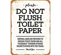 Homeoanimal Creative Tin Sign Please Do Not Flush Toilet Paper Vintage Wall Decor Retro Art Tin Sign Funny Decorations for Home Bar Pub Cafe Farm Room Antiques Metal Poster 6" x 8"