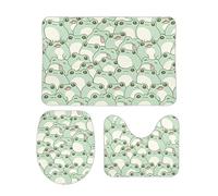 Homeoanimal Cute Frog Bath Mat Set, Bathroom Rugs Sets 3 Pieces, Toilet Mats, Soft Comfortable, Non-Slip, Easier to Dry for Floor Mats 40 x 60 cm