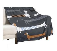 Homeoanimal Dachshund Print Throw Blanket 100 x 130 cm, Lightweight Flannel Blanket, Cozy Microfiber Blankets for Couch Sofa Bedroom Decorative