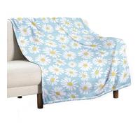 Homeoanimal Daisy Print Throw Blanket 100x130cm, Lightweight Flannel Blanket, Cozy Microfiber Blankets for Couch Sofa Bedroom Decorative