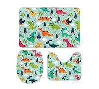 Homeoanimal Dinosaur Bath Mat Set, Bathroom Rugs Sets 3 Pieces, Toilet Mats, Soft Comfortable, Non-Slip, Easier to Dry for Floor Mats 40 x 60 cm