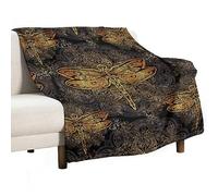 Homeoanimal Dragonfly Print Throw Blanket 100 x 130 cm, Lightweight Flannel Blanket, Cozy Microfiber Blankets for Couch Sofa Bedroom Decorative