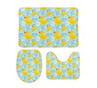 Homeoanimal Duck Bath Mat Set, Bathroom Rugs Sets 3 Pieces, Toilet Mats, Soft Comfortable, Non-Slip, Easier to Dry for Floor Mats 40 x 60 cm