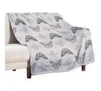Homeoanimal Farmhouse Grey Butterfly Print Throw Blanket 80 x 100 cm, Lightweight Flannel Blanket, Cozy Microfiber Blankets for Couch Sofa Bedroom Decorative